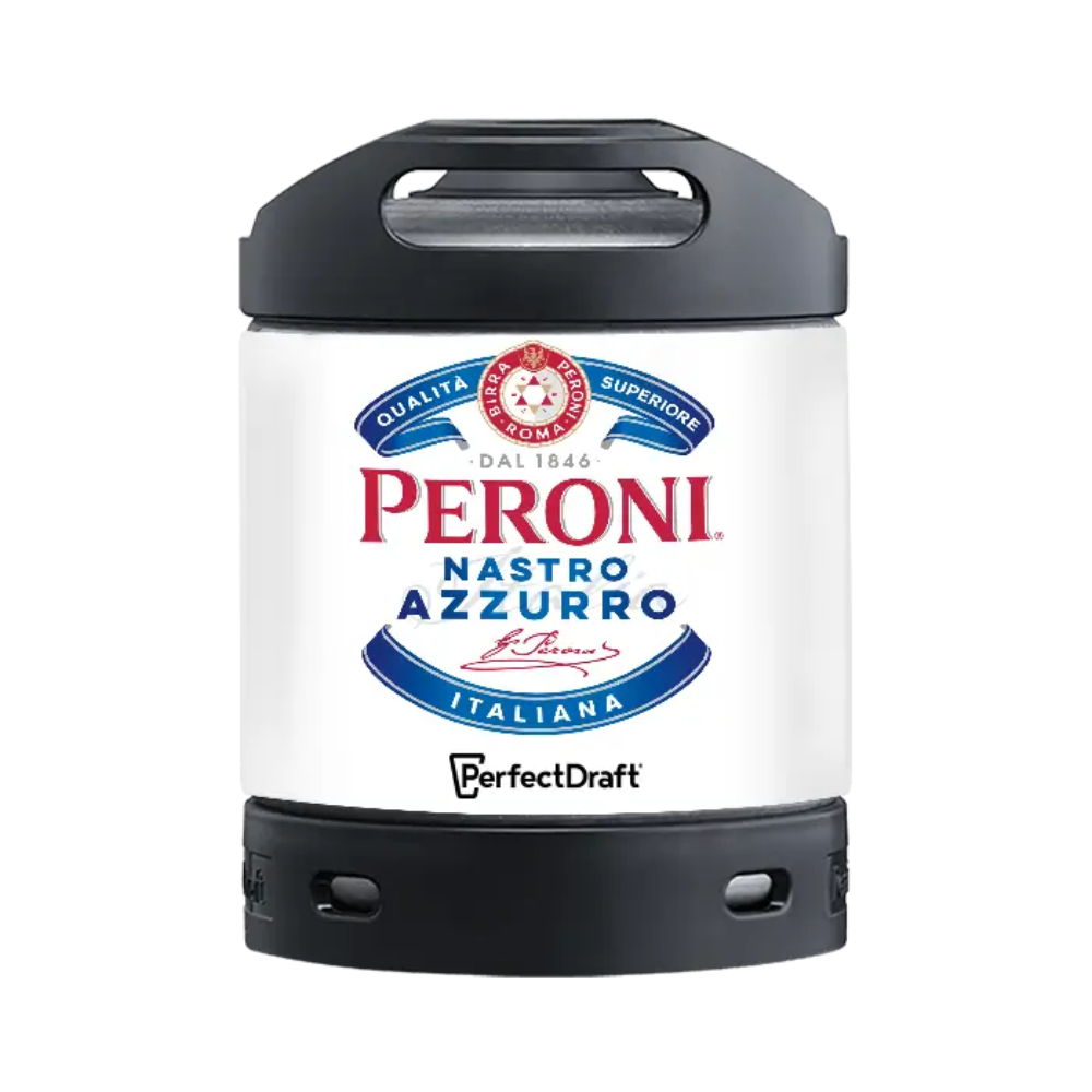 Peroni Nastro Azzurro PerfectDraft Keg - Lager - 5% ABV - 6L PerfectDraft Keg - TheKegCru.ie