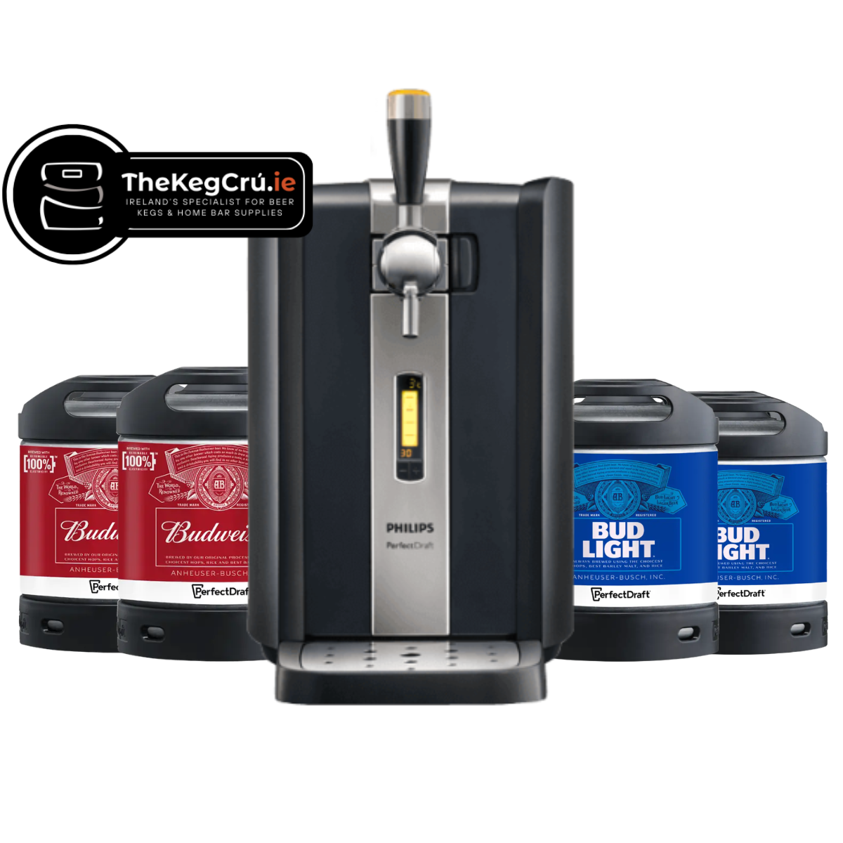 PerfectDraft - Budweiser/Bud Light - Lager - 5 & 4.2% ABV - PerfectDraft Bundle - TheKegCru.ie