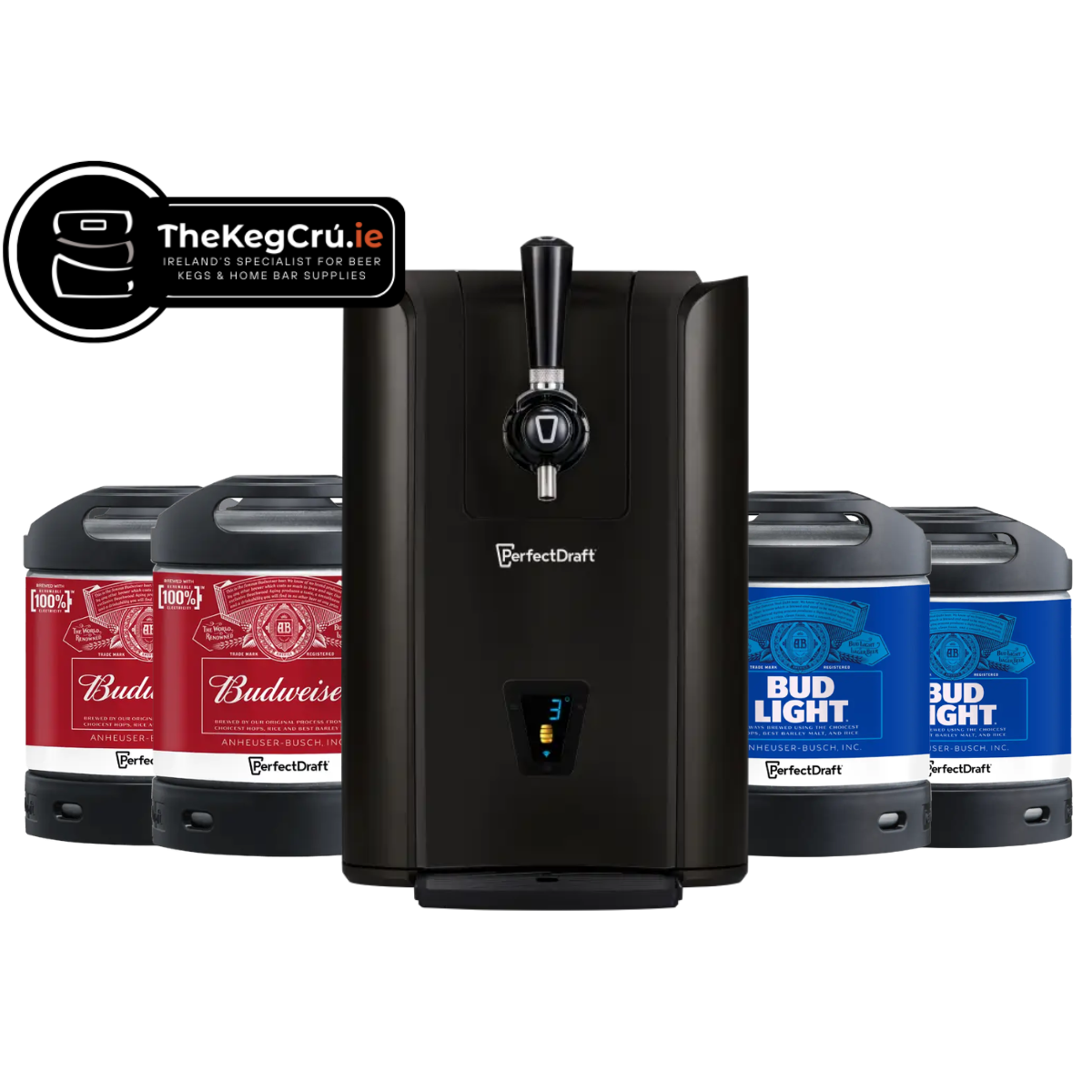 PerfectDraft - Budweiser/Bud Light - Lager - 5 & 4.2% ABV - PerfectDraft Bundle - TheKegCru.ie