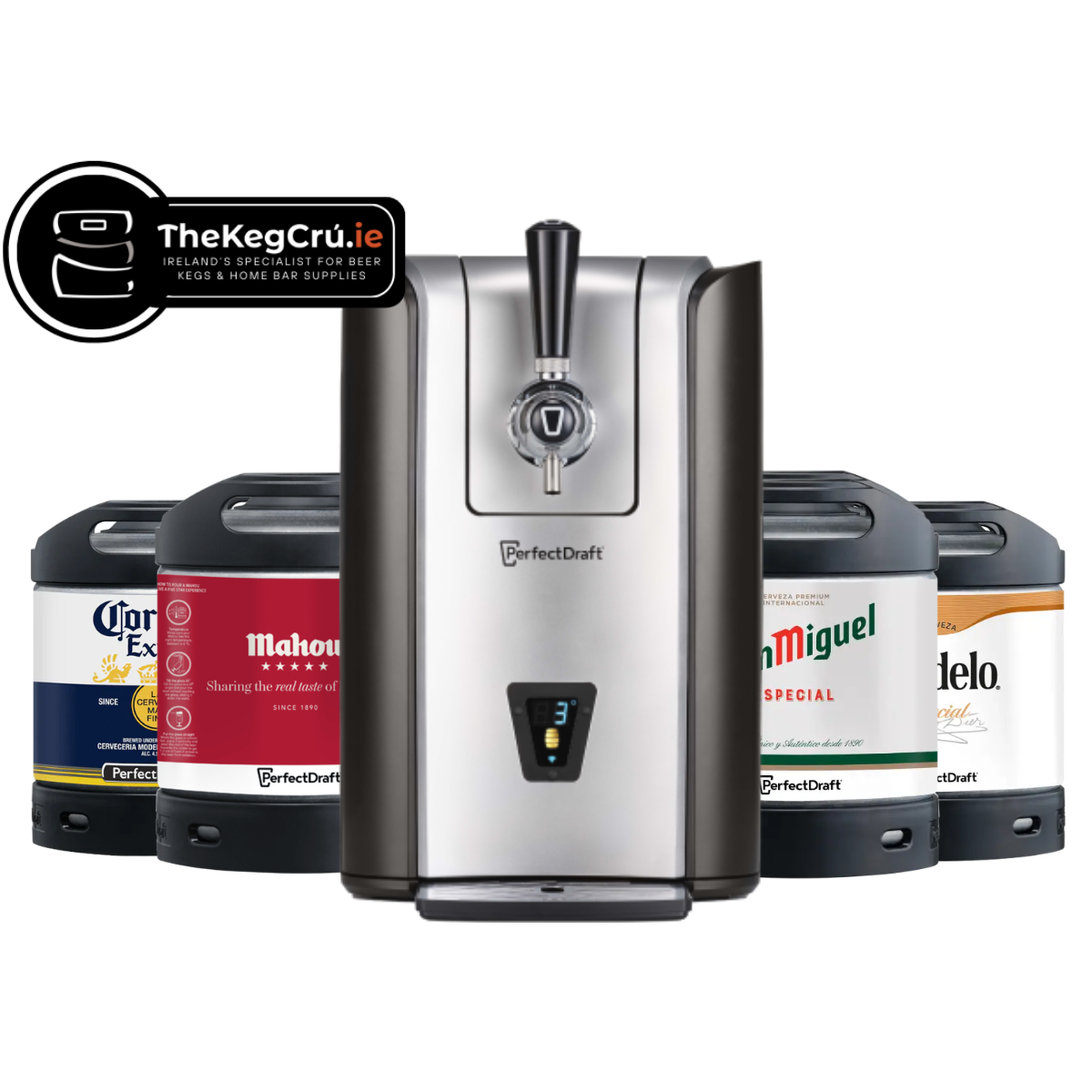 PerfectDraft - San Miguel/Modelo/Corona/Mahou - Lager - 5.4 & 4.5 & 5.1% ABV - PerfectDraft Bundle - TheKegCru.ie