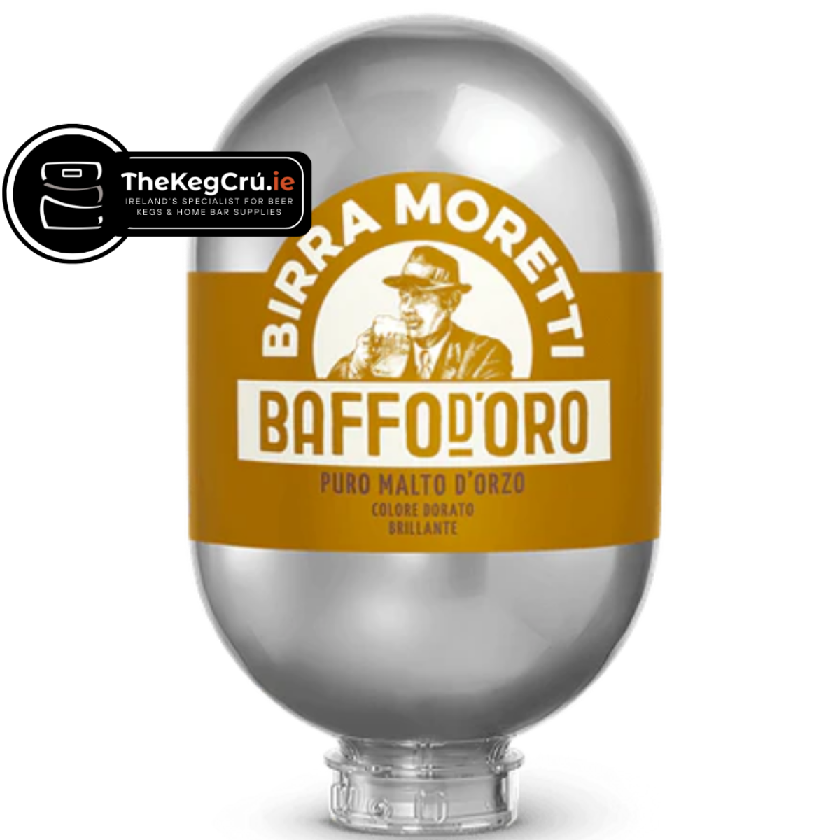 Birra Moretti Baffo D’Oro Blade Keg - Lager - 4.8% ABV - 8L Blade Keg - TheKegCru.ie