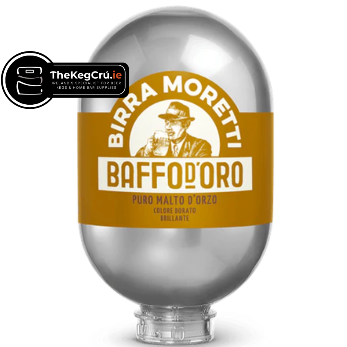 Birra Moretti Baffo D’Oro Blade Keg - Lager - 4.8% ABV - 8L Blade Keg - TheKegCru.ie