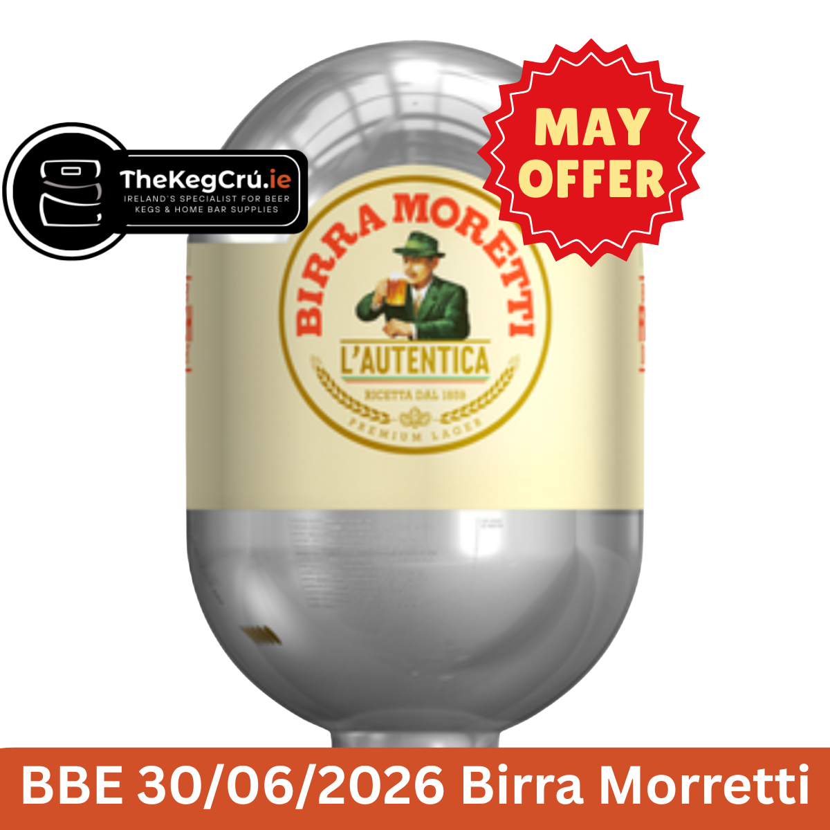 Birra Moretti L'Autentica - Blade Keg - Lager - 4.6% ABV - 8L - TheKegCru.ie