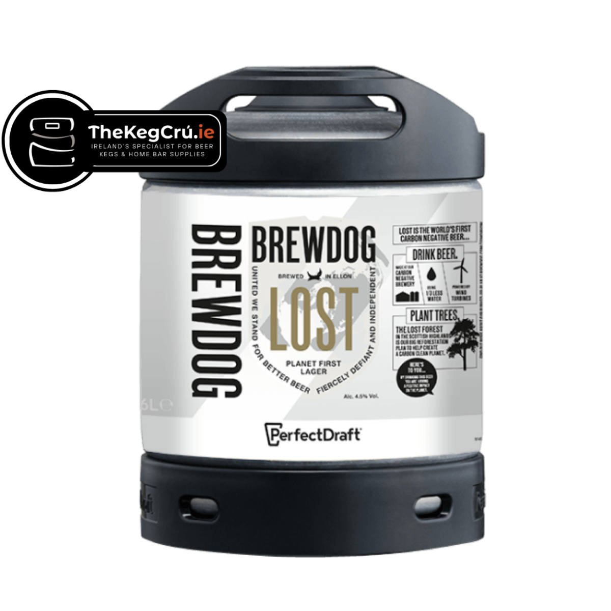 BrewDog Lost Lager PerfectDraft Keg - Lager – 4.5% ABV - 6L PerfectDraft Keg - TheKegCru.ie