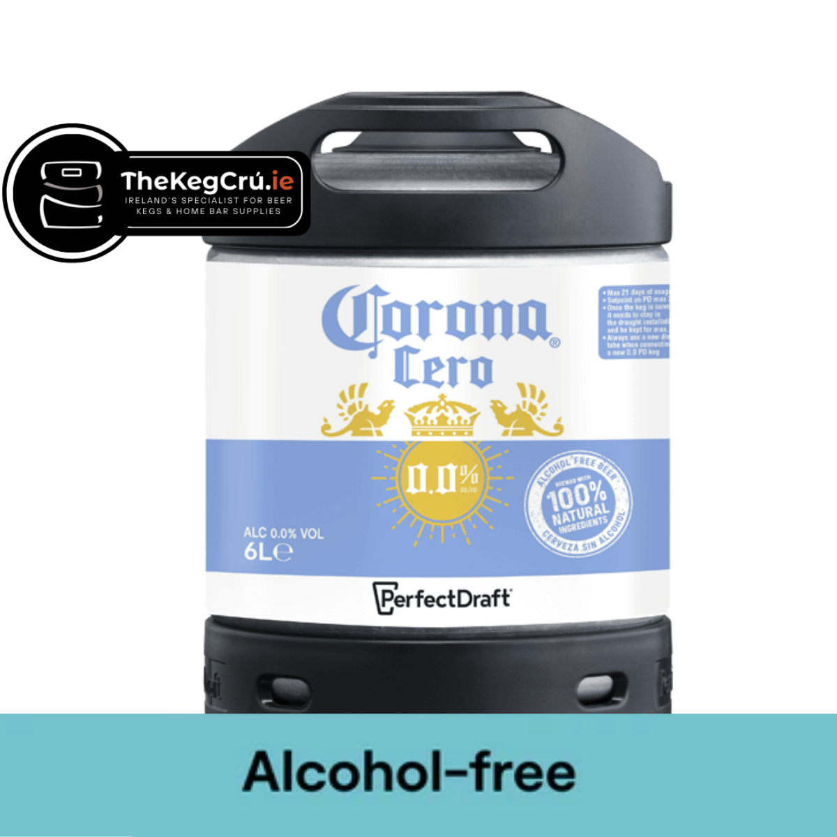 Corona Cero 0.0% PerfectDraft Keg – Non Alcoholic Lager – 0% ABV - 6L PerfectDraft Keg - TheKegCru.ie