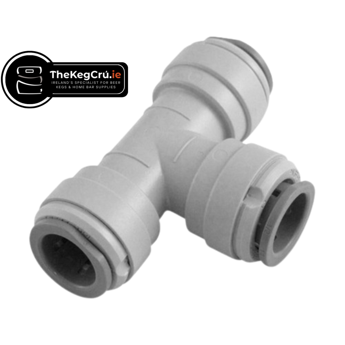 Equal T Connector - 3/8" Push Fit to 3/8" Push Fit - TheKegCru.ie