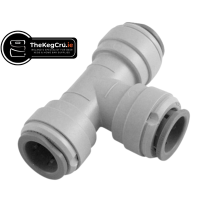 Equal T Connector - 3/8" Push Fit to 3/8" Push Fit - TheKegCru.ie
