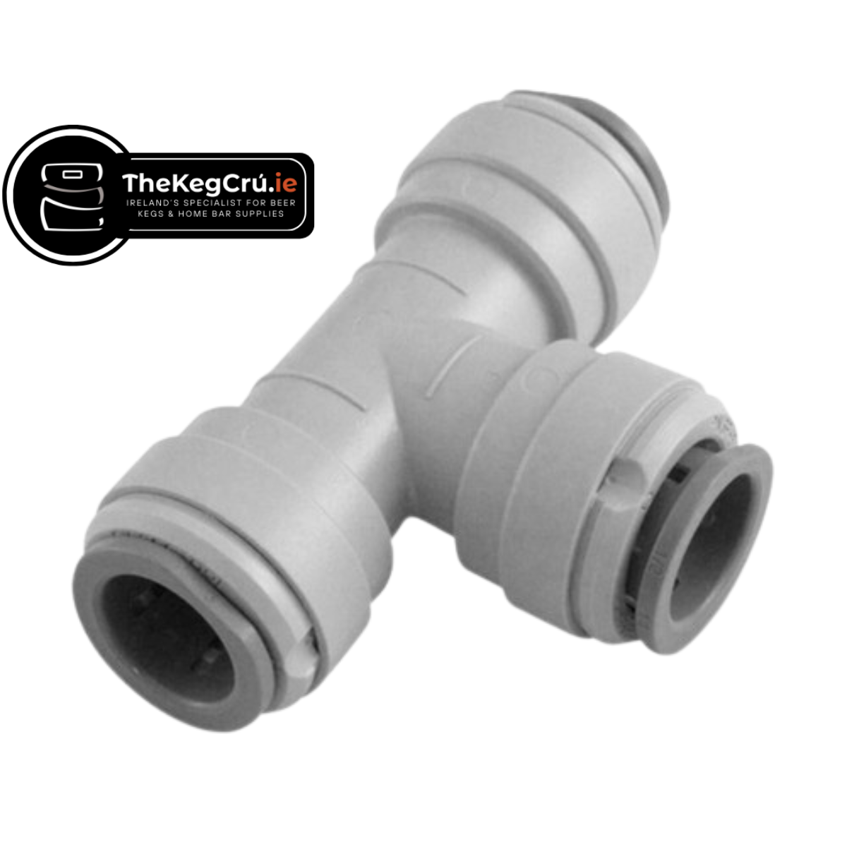 Equal T Connector - 3/8" Push Fit to 3/8" Push Fit - TheKegCru.ie