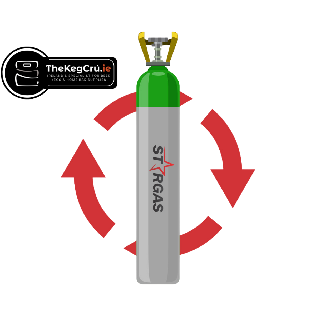 Refill Gas - 75/25 Mix - 10L Gas Cylinder - TheKegCru.ie