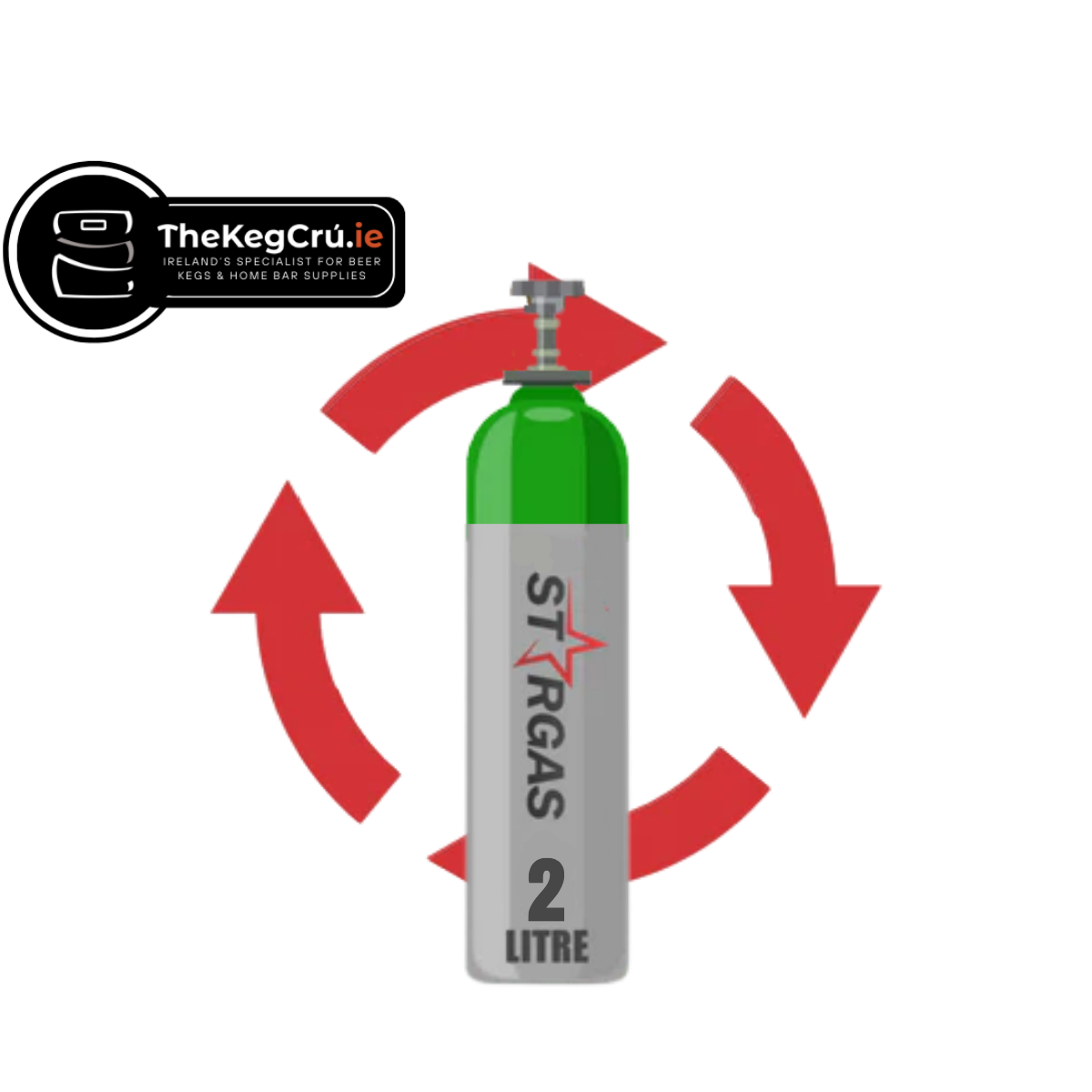 Refill Gas - 75/25 Mix - 2L Gas Cylinder - TheKegCru.ie