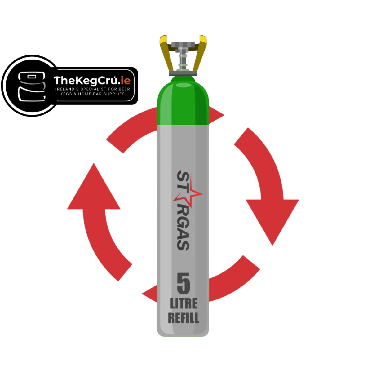 Refill Gas - 50/50 Mix - 5L Gas Cylinder - TheKegCru.ie