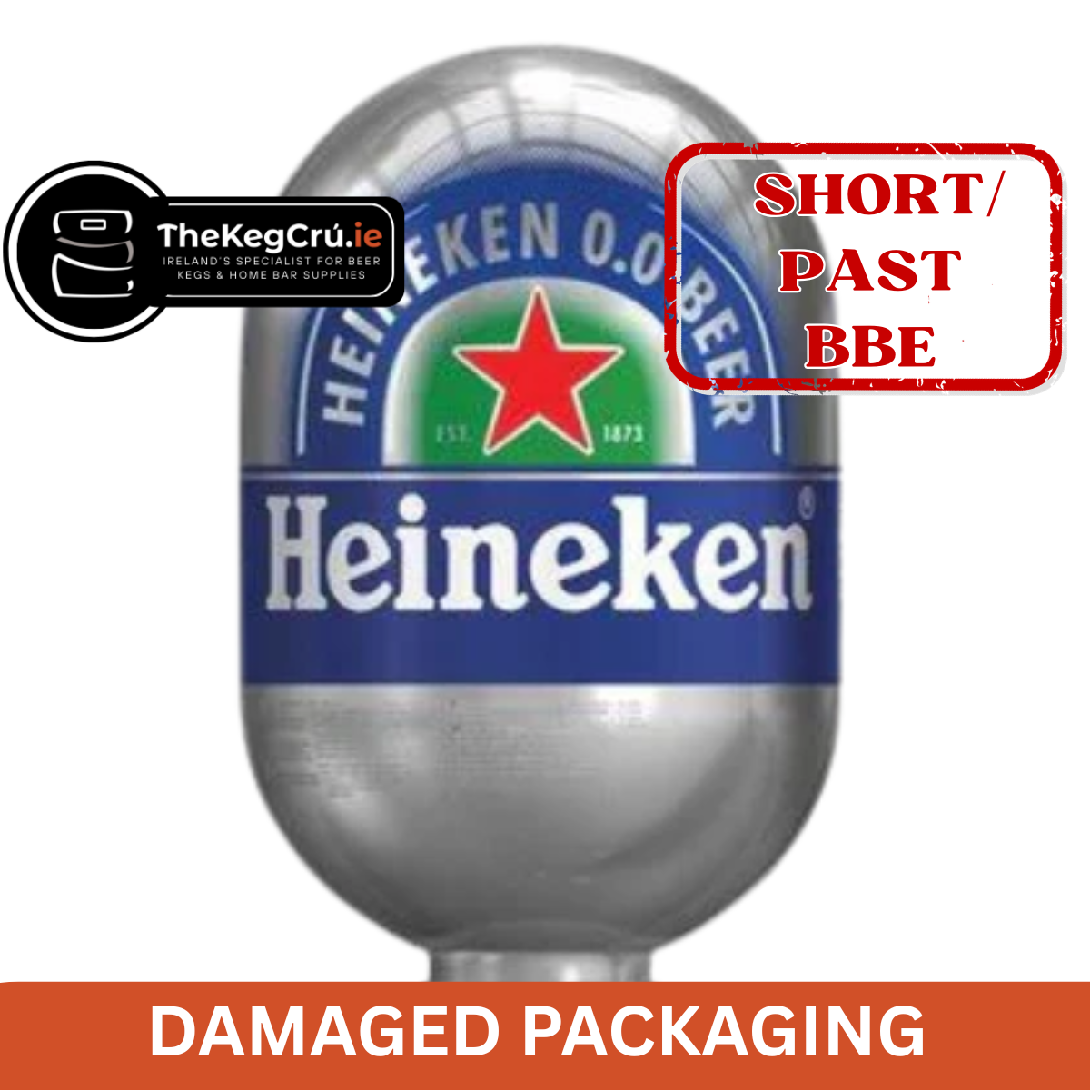 Heineken 0.0 Blade Keg - Non Alcoholic Lager – 0.0% ABV - 8L Blade Keg - TheKegCru.ie