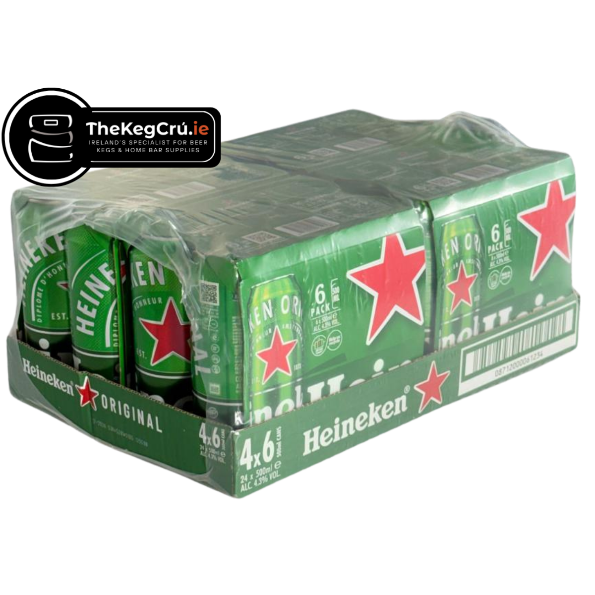 Heineken – Pale Lager - 4.3% ABV – Slab (24 Cans) (6 Cans x 4) - TheKegCru.ie
