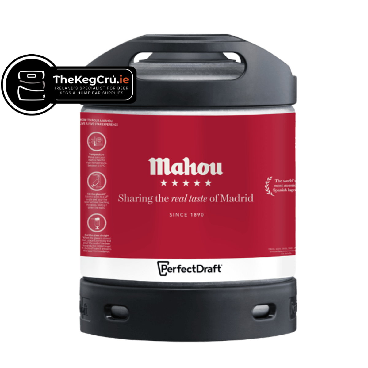 Mahou PerfectDraft Keg - Lager – 5.1% ABV - 6L PerfectDraft Keg - TheKegCru.ie