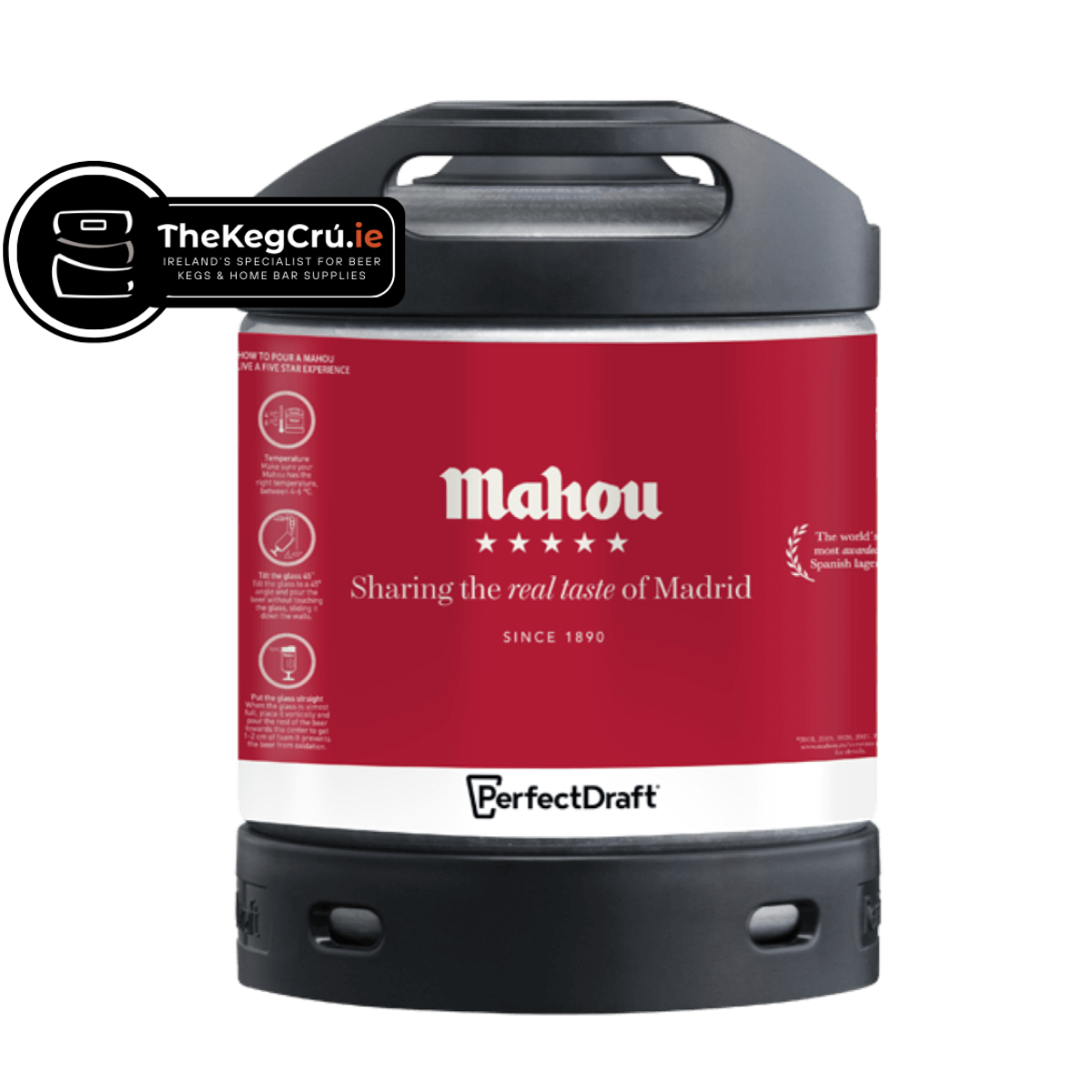 Mahou PerfectDraft Keg - Lager – 5.1% ABV - 6L PerfectDraft Keg - TheKegCru.ie