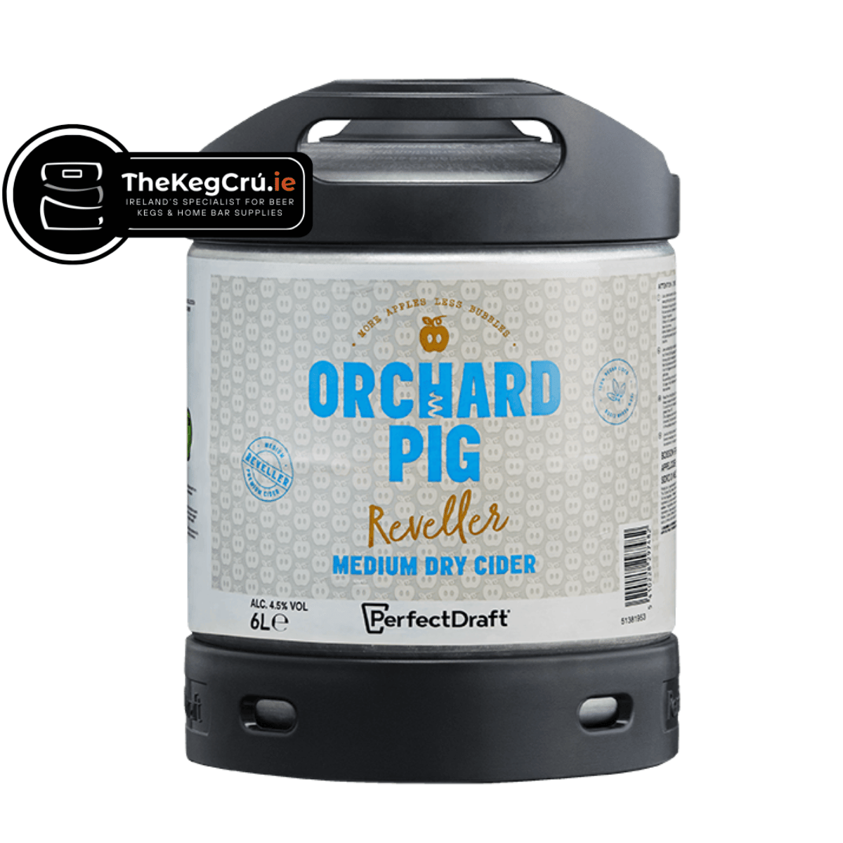 Orchard Pig Reveller Cider PerfectDraft Keg – Cider – 4.5% ABV - 6L PerfectDraft Keg - TheKegCru.ie