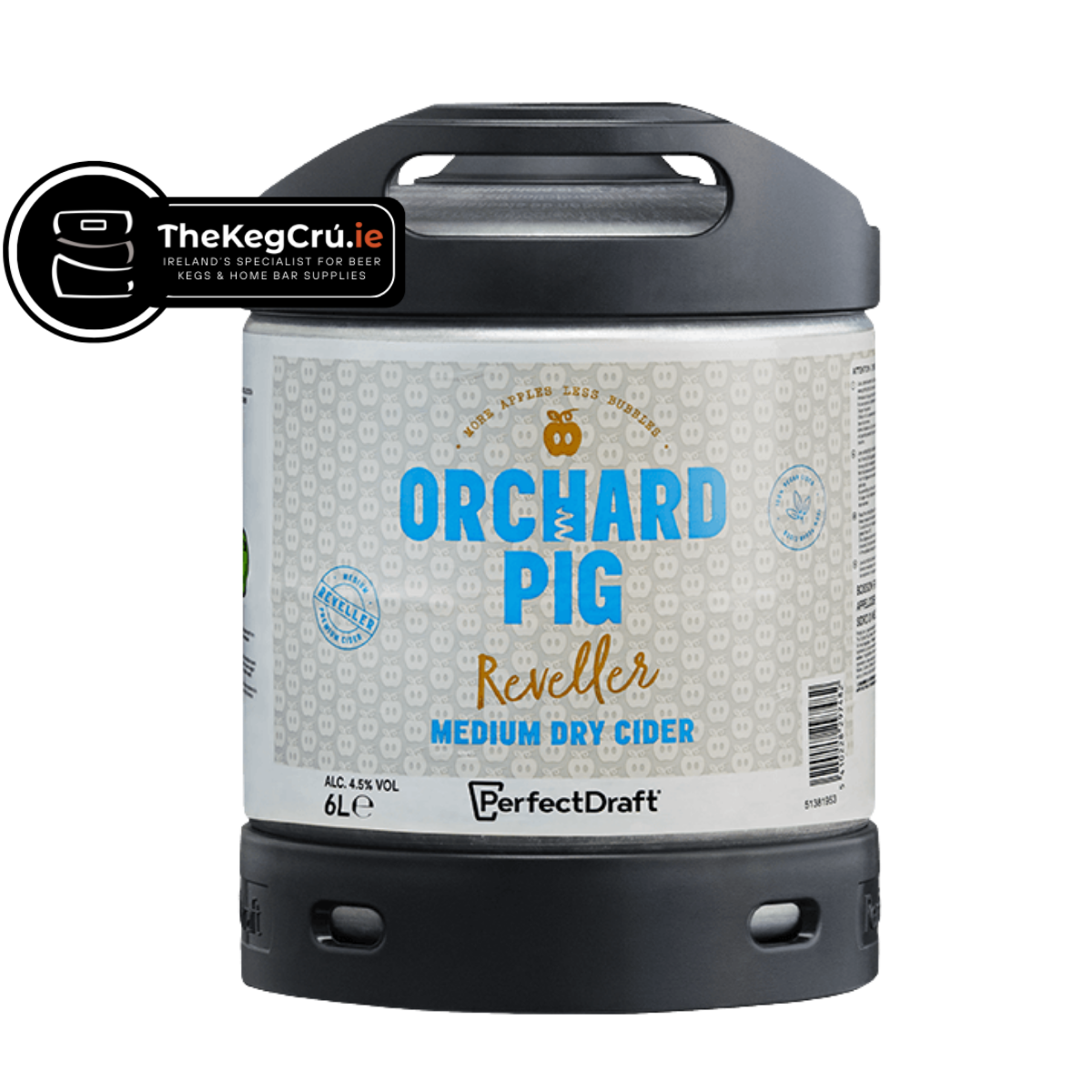 Orchard Pig Reveller Cider PerfectDraft Keg – Cider – 4.5% ABV - 6L PerfectDraft Keg - TheKegCru.ie