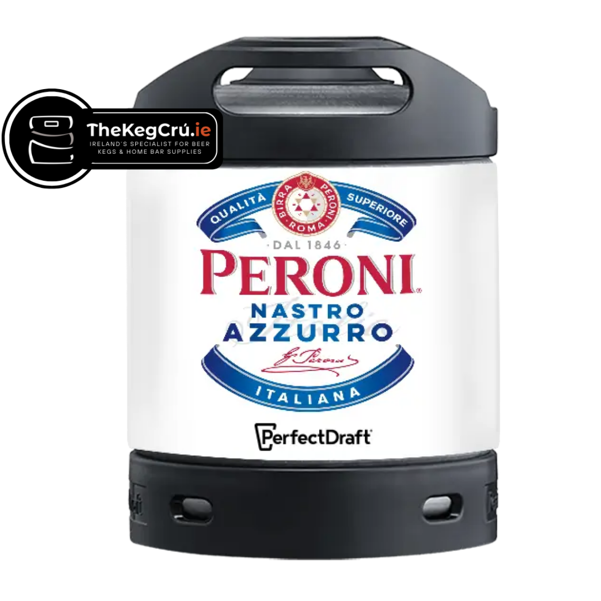 Peroni Nastro Azzurro PerfectDraft Keg - Lager - 5% ABV - 6L PerfectDraft Keg - TheKegCru.ie