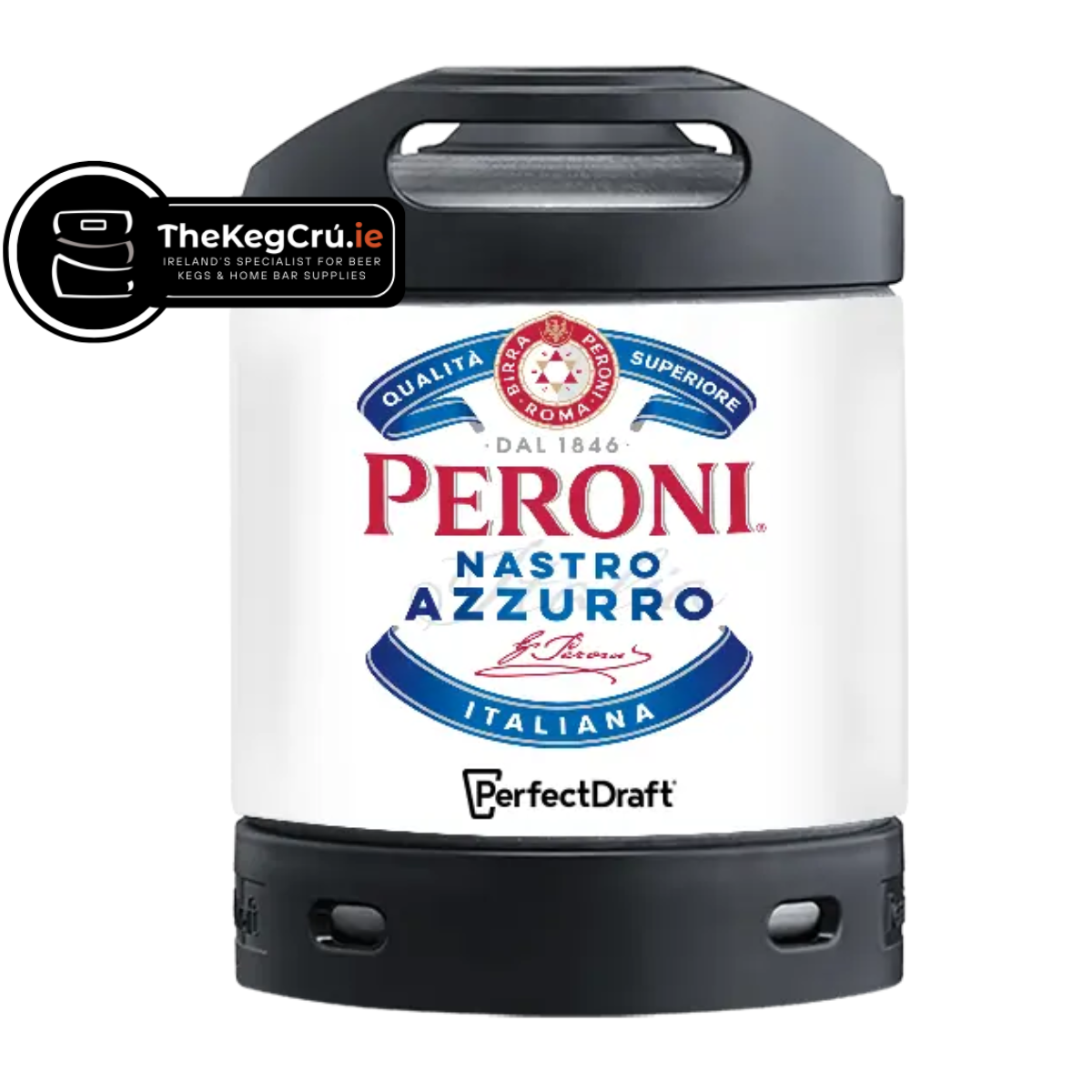 Peroni Nastro Azzurro PerfectDraft Keg - Lager - 5% ABV - 6L PerfectDraft Keg - TheKegCru.ie