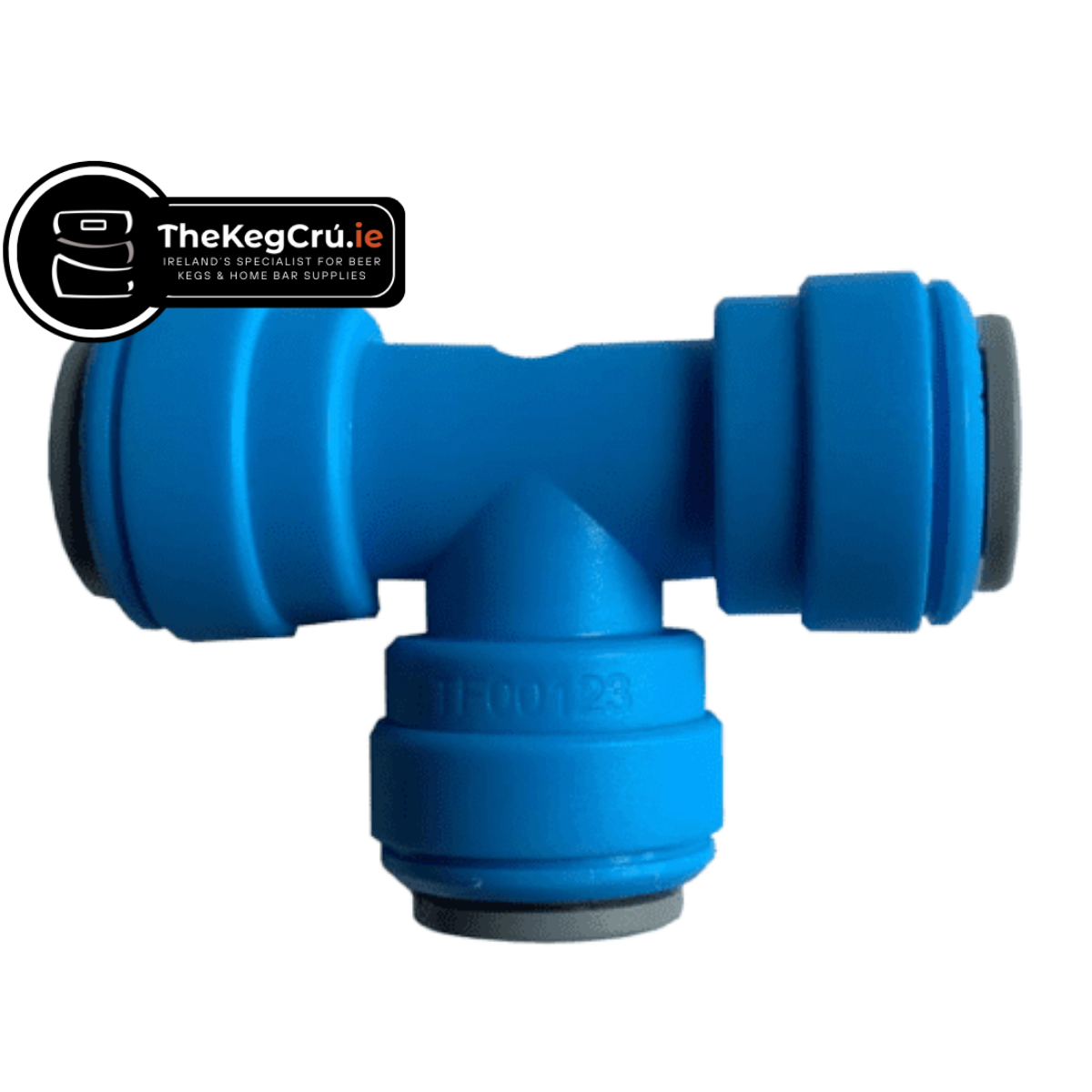TecFlo Equal T Connector - 3/8" Push Fit to 3/8" Push Fit - TheKegCru.ie