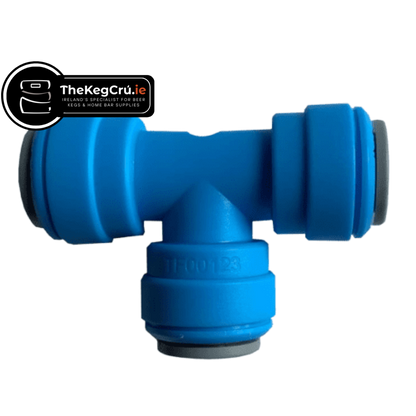 TecFlo Equal T Connector - 3/8" Push Fit to 3/8" Push Fit - TheKegCru.ie