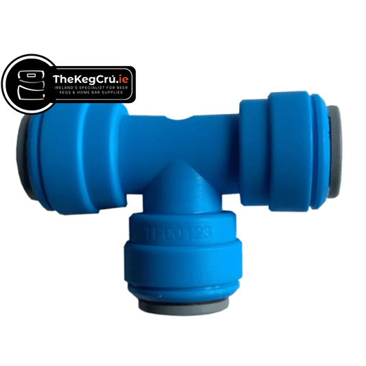 TecFlo Equal T Connector - 3/8" Push Fit to 3/8" Push Fit - TheKegCru.ie