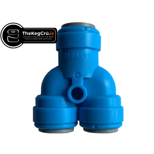Tecflo - Equal Y Connector - 3/8" Push Fit to 3/8" Push Fit - TheKegCru.ie