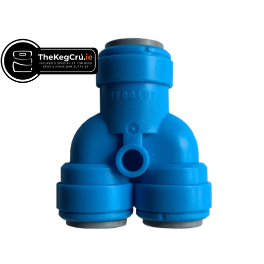 Tecflo - Equal Y Connector - 3/8" Push Fit to 3/8" Push Fit - TheKegCru.ie