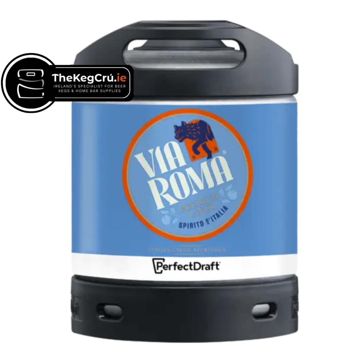 Via Roma PerfectDraft Keg – Lager – 4.5% ABV - 6L PerfectDraft Keg - TheKegCru.ie